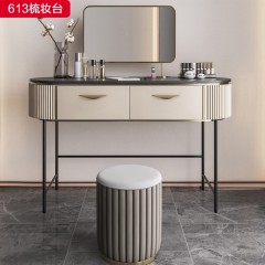 千匠一品 现代风格 多层实木板+钢琴烤漆+岩板+五金架 时尚大气妆台（含妆凳妆镜）613-X