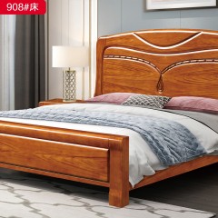 △【特价产品】千匠一品 中式风格 全实木橡木 高档大气床 908-X