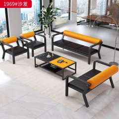 千匠一品 办公风格 黑砂五金框架+高回弹海绵+西皮 高档大气沙发 1969-X