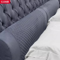 千匠一品 意式风格 磨砂布 仿真皮+高密度海绵+实木框架 时尚大气1.8m床G108-J