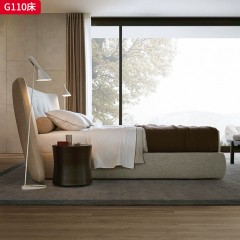 千匠一品 意式风格 绒布 棉麻+高密度海绵+实木框架 时尚大气床G110-J