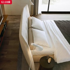 千匠一品 意式风格 绒布 棉麻+高密度海绵+实木框架 时尚大气床G110-J