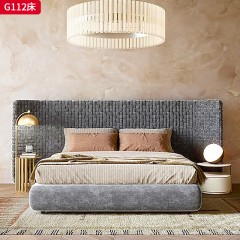 千匠一品 意式风格 绒布面料+高密度海绵+实木框架 时尚大气1.8m床G112-J