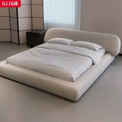 千匠一品 意式风格 雪尼尔绒面料+高密度海绵+实木框架 时尚大气1.8m床G116-J