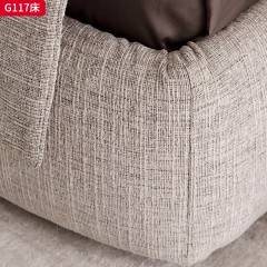 千匠一品 意式风格 棉麻面料+高密度海绵+实木框架 时尚大气1.8m床G117-J