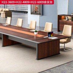千匠一品 办公风格 E1级环保高密度板+优质木皮+环保油漆 H22-3609会议台  H22-4809会议台  H22-6009会议台-L