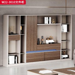 千匠一品 办公风格 E1级环保密度板+优质木皮+环保油漆 时尚大气文件柜W22-3010-J