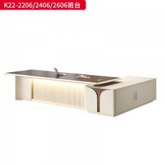 千匠一品 办公风格 E1级环保密度板+优质木皮+环保油漆 时尚大气班台K22-2206  K22-2406  K22-2606-J