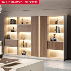 千匠一品 办公风格 E1级环保密度板+优质木皮+环保油漆  时尚大气文件柜W22-2806  W22-3206-J