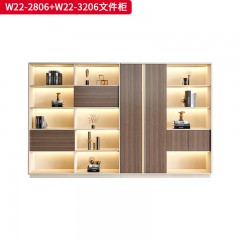 千匠一品 办公风格 E1级环保密度板+优质木皮+环保油漆  时尚大气文件柜W22-2806  W22-3206-J