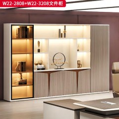 千匠一品 办公风格 E1级环保密度板+优质木皮+环保油漆 W22-2808文件柜  W22-3208文件柜-L