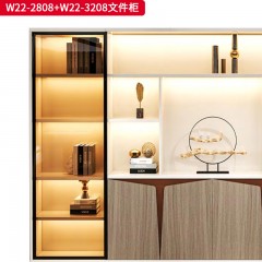 千匠一品 办公风格 E1级环保密度板+优质木皮+环保油漆 W22-2808文件柜  W22-3208文件柜-L