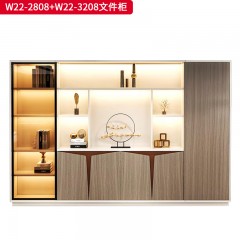 千匠一品 办公风格 E1级环保密度板+优质木皮+环保油漆 W22-2808文件柜  W22-3208文件柜-L