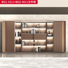 千匠一品 办公风格 E1级环保密度板+优质木皮+环保油漆 时尚大气文件柜W22-3211  W22-4011-J