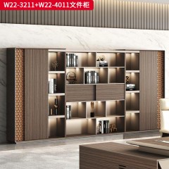 千匠一品 办公风格 E1级环保密度板+优质木皮+环保油漆 时尚大气文件柜W22-3211  W22-4011-J