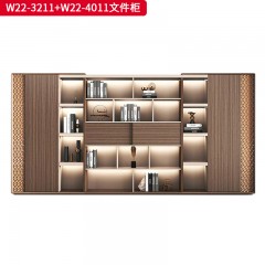 千匠一品 办公风格 E1级环保密度板+优质木皮+环保油漆 时尚大气文件柜W22-3211  W22-4011-J