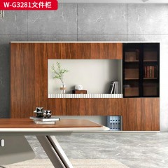 千匠一品 办公风格 E1级环保密度板+优质木皮+环保油漆 时尚大气文件柜W-G3281-J
