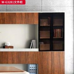 千匠一品 办公风格 E1级环保密度板+优质木皮+环保油漆 时尚大气文件柜W-G3281-J