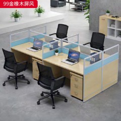 千匠一品 办公风格 E1级环保高密度板+金橡木饰面+环保油漆+优质五金配件 单位  四位99金橡木屏风-L