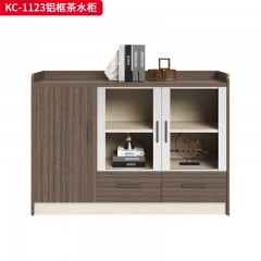 千匠一品 办公风格 E1级环保密度板+优质木皮+环保油漆+铝框材质 KC-1123铝框茶水柜-L