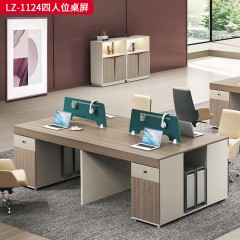 千匠一品 办公风格 E1级环保密度板+优质木皮+环保油漆 LZ-1124四人位桌屏-L