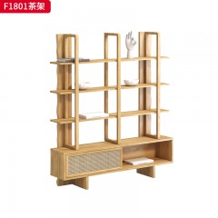 千匠一品 北欧风格 白蜡木+真藤 时尚优雅茶架F1801-J