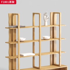 千匠一品 北欧风格 白蜡木+真藤 时尚优雅茶架F1801-J
