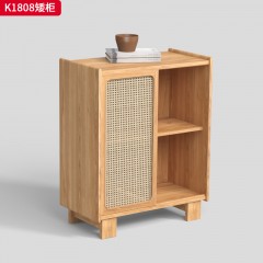 千匠一品 北欧风格 白蜡木+真藤 时尚优雅矮柜K1808-J