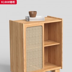 千匠一品 北欧风格 白蜡木+真藤 时尚优雅矮柜K1808-J