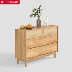 千匠一品 北欧风格 白蜡木+真藤 简约大气六斗柜K1810-L