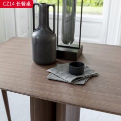 千匠一品 北欧风格 台面实木多层板贴榆木皮+白蜡木 简约大气长餐桌CZ14-L