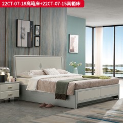 千匠一品 现代风格 床：多层实木板+3D吸塑工艺-衣柜 顶柜 床头柜：多层实木板+3D吸塑工艺+五金件 简约时尚床22CT-07-18  22CT-07-15  22AT-14  22AD-17  22CTG-03  22AB-03-J