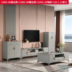 千匠一品 现代风格 岩板+五金脚架/拉手+3D吸塑工艺+多层实木板 简约时尚高边柜/矮边柜/地柜/茶几22BG-06/22BG-08/22DG-20/22CJ-13-J