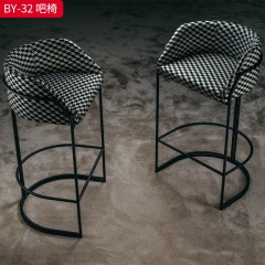 千匠一品 现代风格 优质皮艺面料+实木框架+碳素钢脚+高密度海绵 简约时尚吧椅BY-32-J
