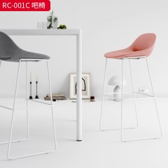 千匠一品 现代风格 优质布艺面料（麻木/绒布）+定型棉+钢制喷涂脚架 简约时尚吧椅RC-001C-L