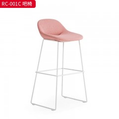 千匠一品 现代风格 优质布艺面料（麻木/绒布）+定型棉+钢制喷涂脚架 简约时尚吧椅RC-001C-L