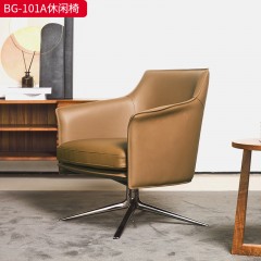 千匠一品 现代风格 西皮+铁框内架+定型海绵+电镀金属脚架（可转动并可以自动回位）简约时尚休闲椅BG-101A-L
