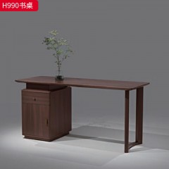 【特价产品】千匠一品 新中式风格 主材黑胡桃木+辅材核桃木 优雅大气1.6米桌  边书柜 中书柜-H990-J