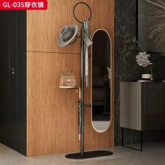 【精品】千匠一品 轻奢意式风格 E1级板材做金属漆拉丝+银镜+实木碳素钢喷涂工艺 简约大气穿衣镜GL-035-L