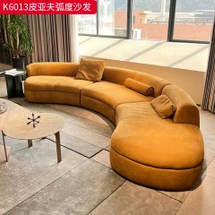 【精品】千匠一品 轻奢意式风格 网红款沙发弧形沙发 磨砂布面料+松木实木框架+高密度海绵+细杆鹅绒 简约大气皮亚夫弧度沙发K6013-J