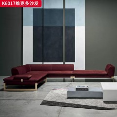 【精品】千匠一品 轻奢意式风格 磨砂布+高密度海绵+细杆鹅绒+松木实木框架+五金脚 简约大气维克多沙发K6017-J