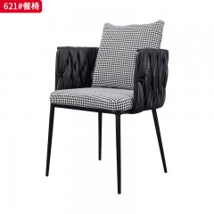 千匠一品 现代风格 PVC皮+千鸟格布+高密度海绵+碳素钢脚架 简约大气餐椅621#-J