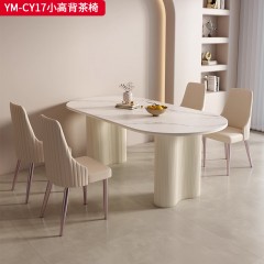【特价产品】千匠一品 现代风格 西皮+高密度海绵+莫兰紫铁脚架 简约大气餐椅YM-CY17-L