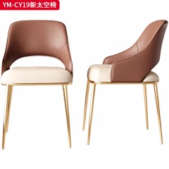 【特价产品】千匠一品 现代风格 西皮+高密度海绵+不锈钢钛金拉丝脚架 简约大气餐椅YM-CY19-L
