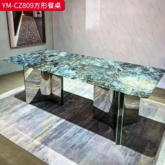 【特价产品】千匠一品 现代风格 岩板+镜面不锈钢底架  简约大气方形餐桌YM-CZ809-L