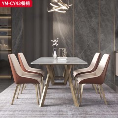 【特价产品】千匠一品 现代风格 西皮+高密度海绵+不锈钢脚架 简约大气餐椅YM-CY43-L