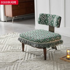 千匠一品 现代风格 优质棉麻布面料+高密度海绵+不锈钢玫瑰金脚架 简约大气休闲椅8088-L