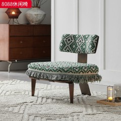 千匠一品 现代风格 优质棉麻布面料+高密度海绵+不锈钢玫瑰金脚架 简约大气休闲椅8088-L