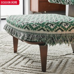 千匠一品 现代风格 优质棉麻布面料+高密度海绵+不锈钢玫瑰金脚架 简约大气休闲椅8088-L