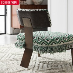 千匠一品 现代风格 优质棉麻布面料+高密度海绵+不锈钢玫瑰金脚架 简约大气休闲椅8088-L